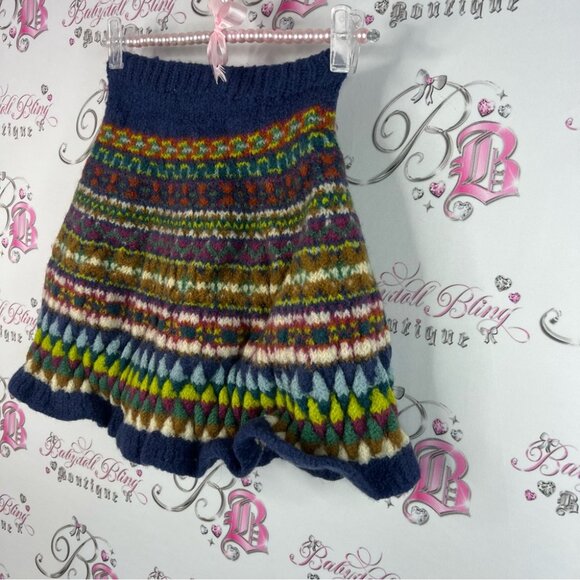 Skirt thick knitted Knit Aztec stripes boho warm winter crochet yarn - Picture 3 of 6